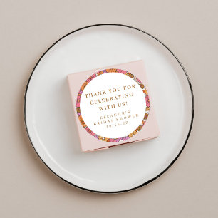 Sticker Rond Remerciement Personnalisé Baby Shower Floral Bohèm