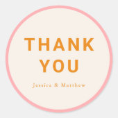 Sticker Rond Remerciement Personnalisé Géométrique Moderne Rose (Devant)