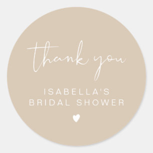 Sticker Rond Remerciement pour Baby Shower Bohème Beige 