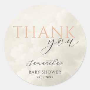 Sticker Rond Remerciement pour Baby Shower Cloud Nine Moderne