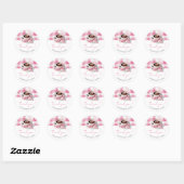 Sticker Rond Remerciement pour Baby Shower Coffee Pink Bow (Feuille)