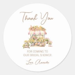 Sticker Rond Remerciement pour Baby Shower de Mariage Fleurs de