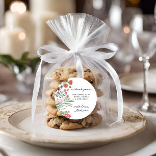 Sticker Rond Remerciement pour Baby Shower de Mariée Fleur Sauv