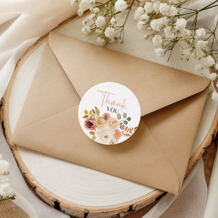 Sticker Rond Remerciement pour Baby Shower Floral Printanier et