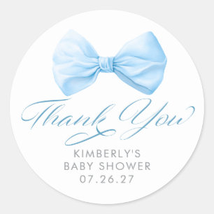 Sticker Rond Remerciement pour Baby Shower Garçon Élégant Ruban