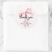 Sticker Rond Remerciement pour Baby Shower Mariée Ruban Rose (Sac)