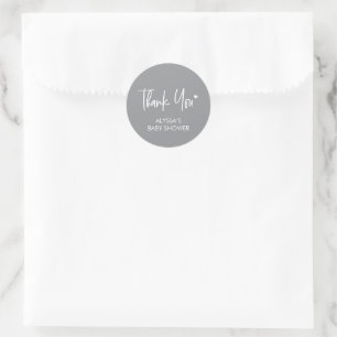 Sticker Rond Remerciement pour Baby shower Mod Grey Neutre Mode