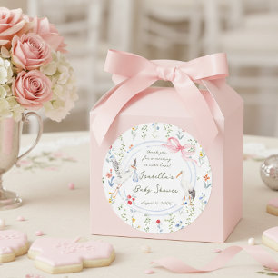 Sticker Rond Remerciement pour Baby Shower Rose Héritière et Ci