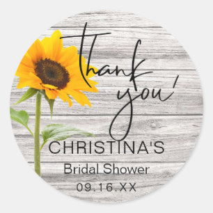 Sticker Rond Remerciement pour Mariage Champêtre au Tournesol e