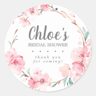 Sticker Rond Remerciement pour une Baby Shower Champêtre Rose P