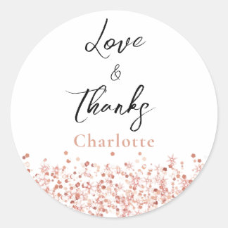Sticker Rond Remerciement pour une Baby Shower de mariage Rose 