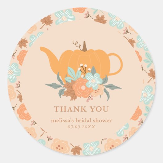 Sticker Rond Remerciement pour une Baby Shower Thématique Tea P (Devant)