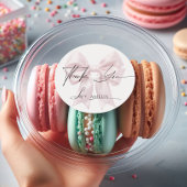 Sticker Rond Remerciement Ruban Rose Élégant