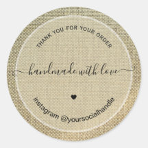 Remerciement rustique fait main avec amour lin bei