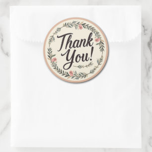 Sticker Rond Remerciement Vintage