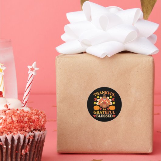 Sticker Rond Remerciements à la Turquie béni Thanksgiving (Fête)