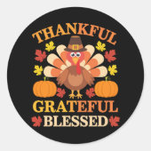 Sticker Rond Remerciements à la Turquie béni Thanksgiving (Devant)