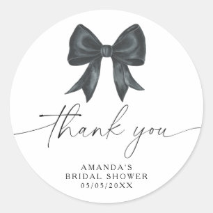 Sticker Rond Remerciements Arc noir pour Baby shower de mariage