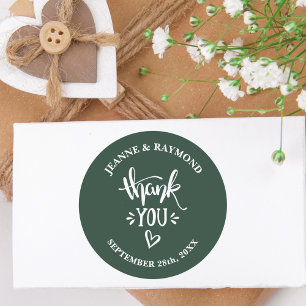 Sticker Rond Remerciements avec amour Cadeau de mariage vert sa