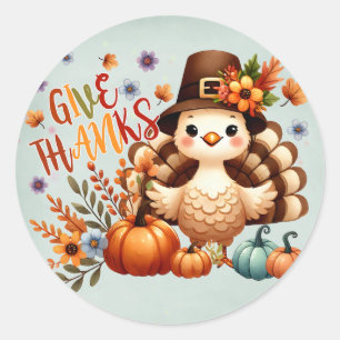 Sticker Rond Remerciements - Baguette de Thanksgiving Turquie