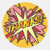 Sticker Rond REMERCIEMENTS Bande dessinée moderne amusante Merc (Devant)