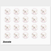 Sticker Rond Remerciements! Broussailler Papillon Mariage Favor (Feuille)