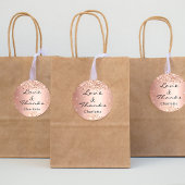 Sticker Rond Remerciements confettis or rose