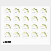 Sticker Rond Remerciements de Baby Shower de mariage au citron  (Feuille)