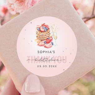Sticker Rond Remerciements de fête prénuptiale bulles rose pour