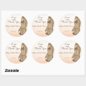 Sticker Rond Remerciements de mariage Art Nouveau Vintage (Feuille)