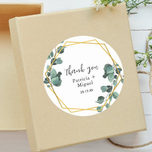 Sticker Rond Remerciements de mariage élégants et aériens à l'e