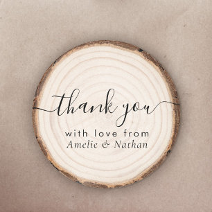 Sticker Rond Remerciements de mariage en tranche de bois rustiq