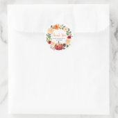 Sticker Rond Remerciements de Mariage Floral Citrouilles d'Auto (Sac)
