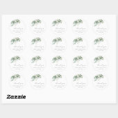 Sticker Rond Remerciements de mariage floral d'eucalyptus blanc (Feuille)