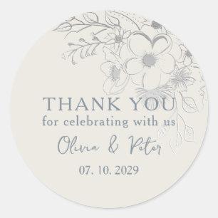 Sticker Rond Remerciements de mariage floral vintage