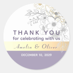 Sticker Rond Remerciements de mariage floraux vintage