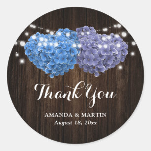 Sticker Rond Remerciements de mariage floraux violets et bleus
