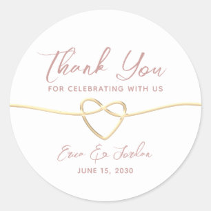 Sticker Rond Remerciements de mariage minimalistes rose poussié