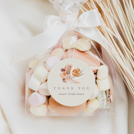 Sticker Rond Remerciements de mariage pour café floral boho