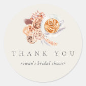 Sticker Rond Remerciements de mariage pour café floral boho (Devant)
