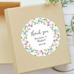 Sticker Rond Remerciements de mariage pour de belles fleurs sau