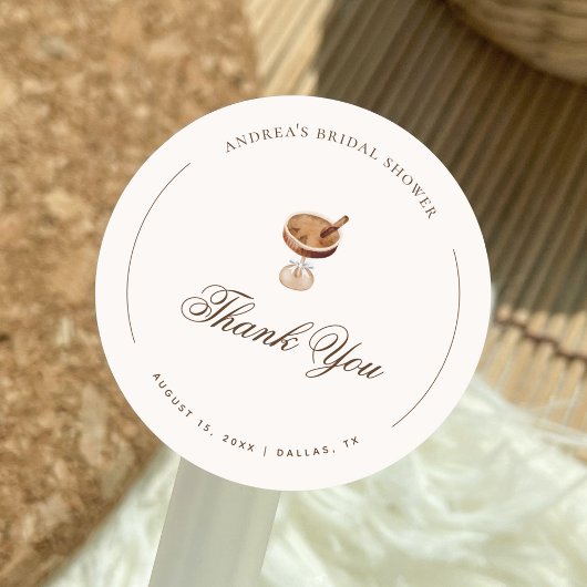 Sticker Rond Remerciements de mariage pour un Espresso Martini 