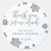 Sticker Rond Remerciements de mariage pour une chute de neige (Devant)