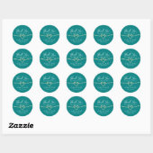 Sticker Rond Remerciements de mariage sarcelle (Feuille)
