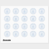 Sticker Rond Remerciements de mariage Toile De Jouy Bleu (Feuille)