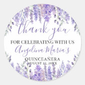 Sticker Rond Remerciements de Quinceanera Violette (Devant)
