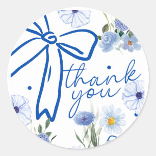Sticker Rond Remerciements élégants de fleurs sauvages bleues p