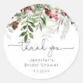 Sticker Rond Remerciements élégants de shower de mariage Evergr (Devant)