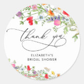 Sticker Rond Remerciements Élégants pour une Baby Shower Floral (Devant)