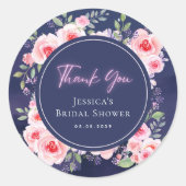Sticker Rond Remerciements Fleuris Rose et Violet Néon pour Mar (Devant)